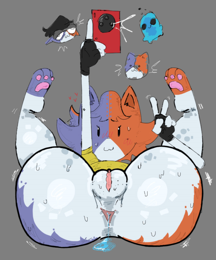 anus ass big_ass blush bottomless bottomless_female calico calico_cat calico_cat_humanoid cat_ears cat_humanoid cat_tail cate_meowdy_(fortnite) clothed clothed_female clothing dibujobienraro feline female fingerless_gloves fortnite furr furry furry_female furry_only gloves hand_gesture heart hearts_around_head huge_ass looking_at_viewer meow_skulls_(fortnite) meowscles_(fortnite) nude_selfie peace_sign presenting presenting_anus presenting_hindquarters presenting_pussy pussy selfie sprite_(fortnite) sweat sweatdrop sweating sweaty