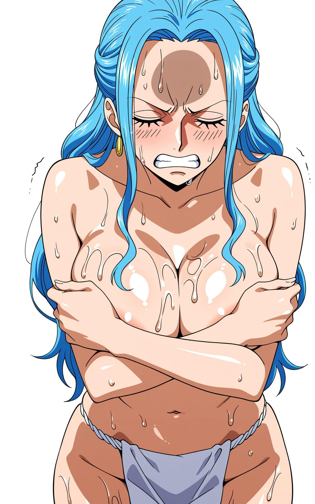 1girls, ai generated, blue hair, blue-haired female, clothing, dreamoff, female, female only, nefertari vivi, one piece