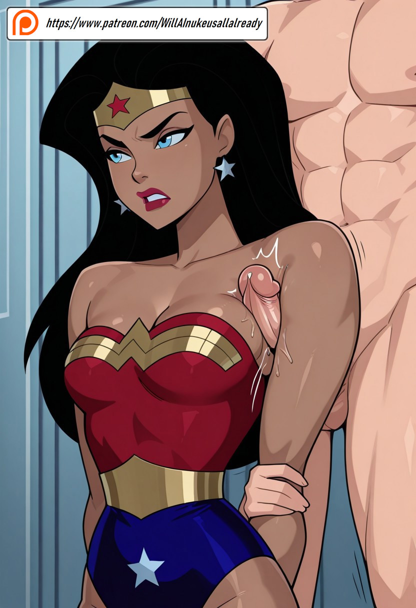 ai generated, angry, angry expression, angry face, armpit, armpit sex, dc, dc comics, diana prince, embarrassed female, female, fit female, heroine, humiliation, justice league, male, penis, willainukeusallalready, wonder woman, wonder woman (series)