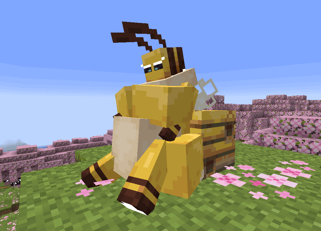 1girls 3d 3d_(artwork) animated anthro bee bee_(minecraft) bee_girl breasts female female_pred furry insects larger_female microsoft minecraft red_hair siefueg vore vore_belly