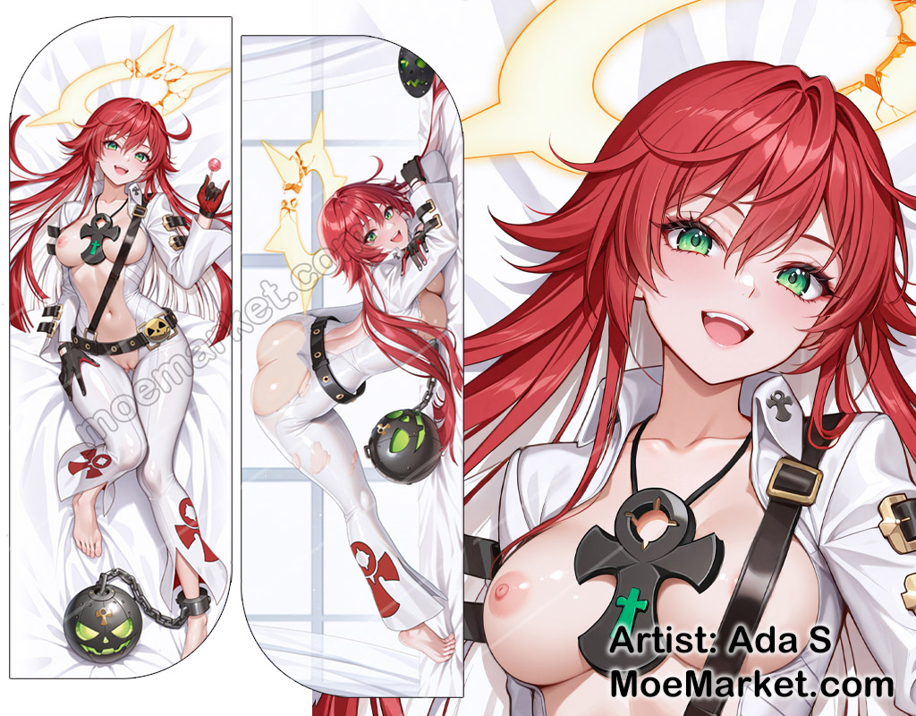 1girls bodysuit breasts dakimakura guilty_gear guilty_gear_strive jack-o'_valentine jack-o_pose jackochallenge looking_at_viewer pussy red_hair solo