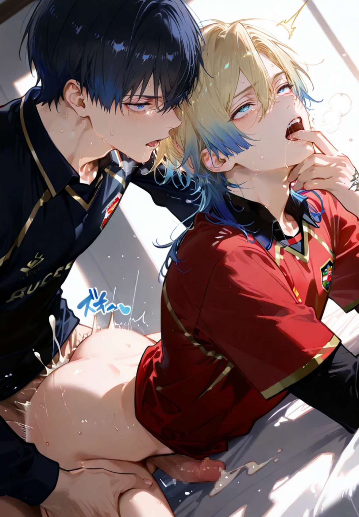 2boys, ai generated, anal, anal sex, blowjob, blue eyes, blue lock, blush, brat, brat taming, bratty, bratty correction, bratty submissive, crying, crying with eyes open, cum, cumshot, drooling, femboy, finger in mouth, forced anal, gay, gay male, gay sex, german male, grabbing head, grabbing thighs, hate sex, head grab, isagi yoichi, kaiser michael, male, male only, male penetrated, male penetrating male, male pov, male rape victim, male/male, michael kaiser, multicolored hair, one eye closed, rape, raped, rough anal, rough sex, thigh grab, yaoi