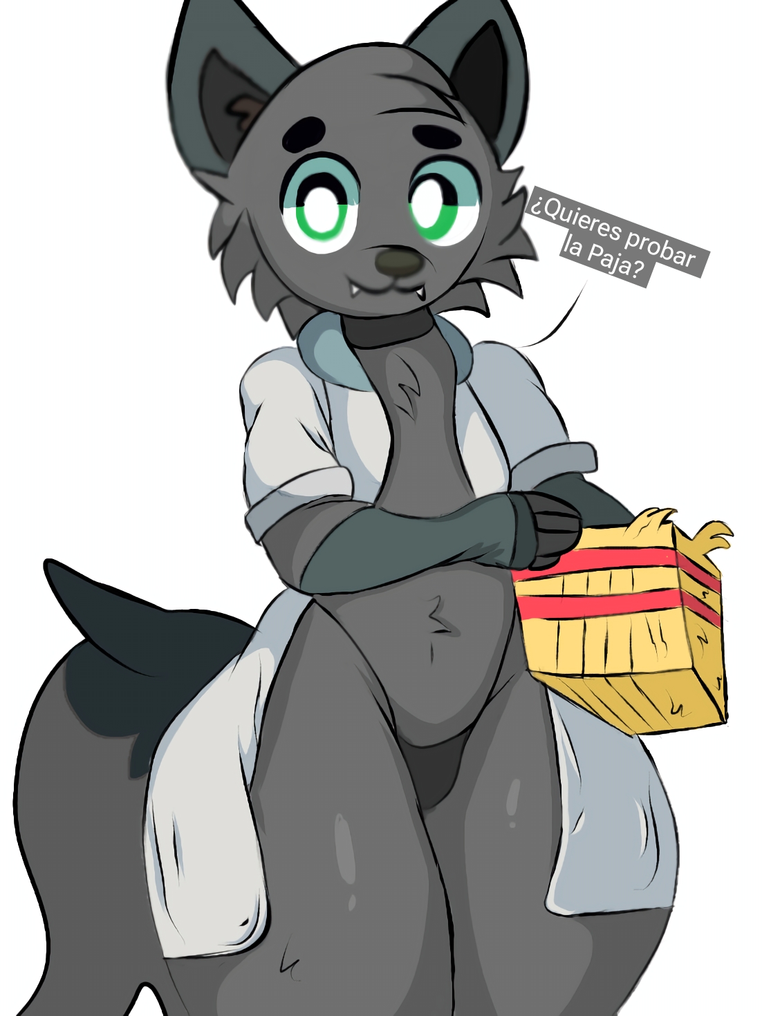 2d, anthro, ass, big ass, bobicraft, bobicraft culo peludo, canine, femboy, male, meme, minecraft, mlp118edit, simple background, thong, white background, wolf