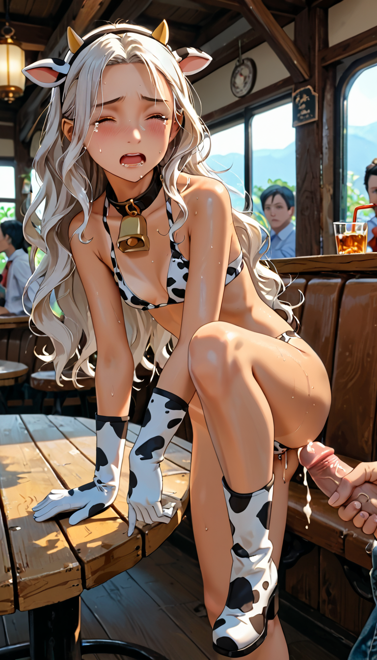 after_anal after_rape after_sex ai_generated begging begging_for_mercy begging_to_stop cow_ears cow_girl cow_horns cow_print cowbell crying crying_with_eyes_closed cum cum_drip cum_in_ass employee_megan original_character pain painal public public_exposure public_humiliation public_indecency public_nudity public_sex rape scared standing standing_on_one_leg sweat sweatdrop sweating tan tan_body tan_skin tanline tears terror139 unhappy_female worried zelfara_restaurant_girls