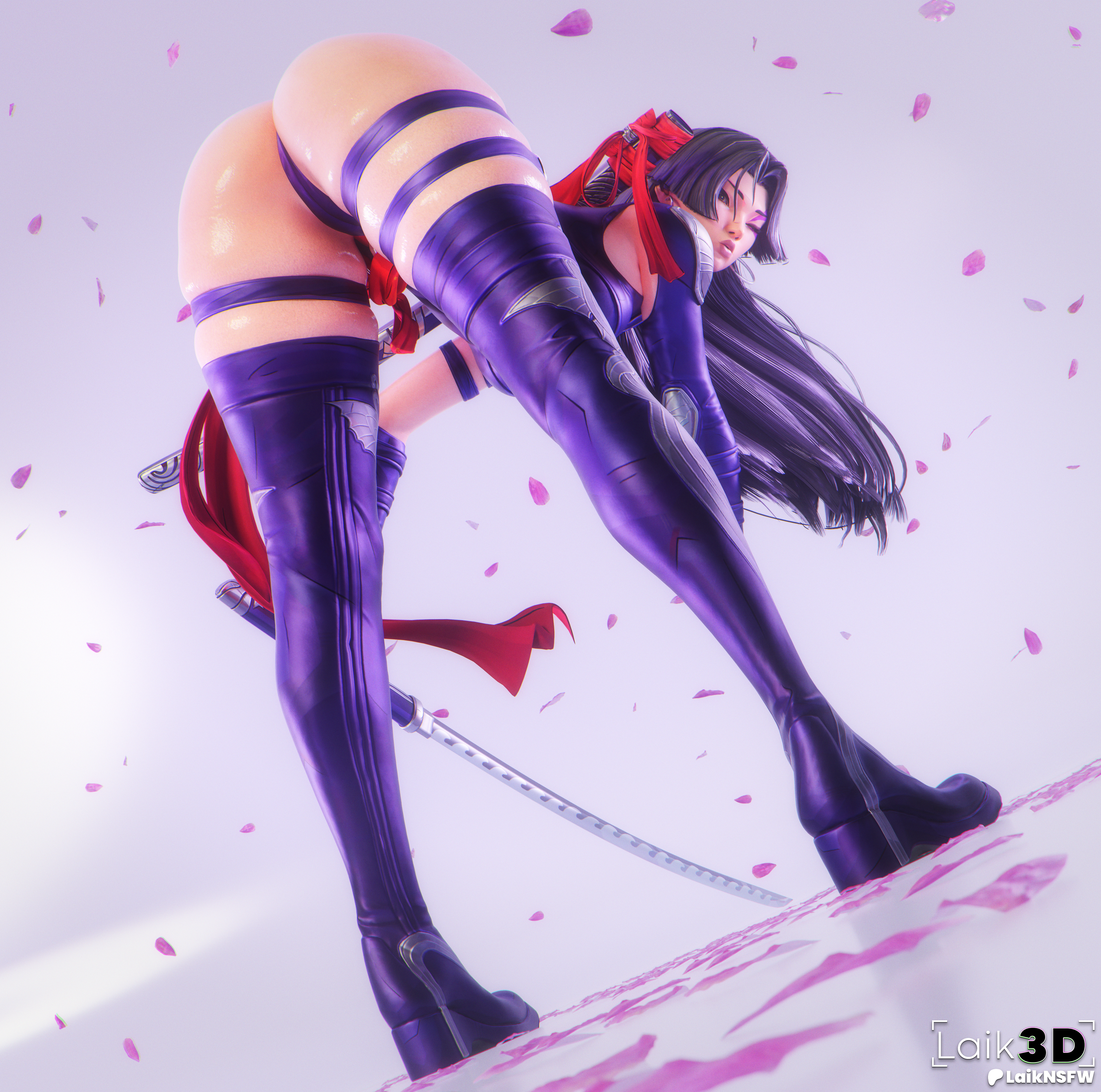 1girls, 3d, ass, ass focus, ass up, bending over, blender, bodysuit, face down ass up, female, itslaiknsfw, jpeg, laik3d, laiknsfw, marvel, marvel rivals, psylocke, psylocke (marvel rivals), psylocke (sai) (vengeance), x-men