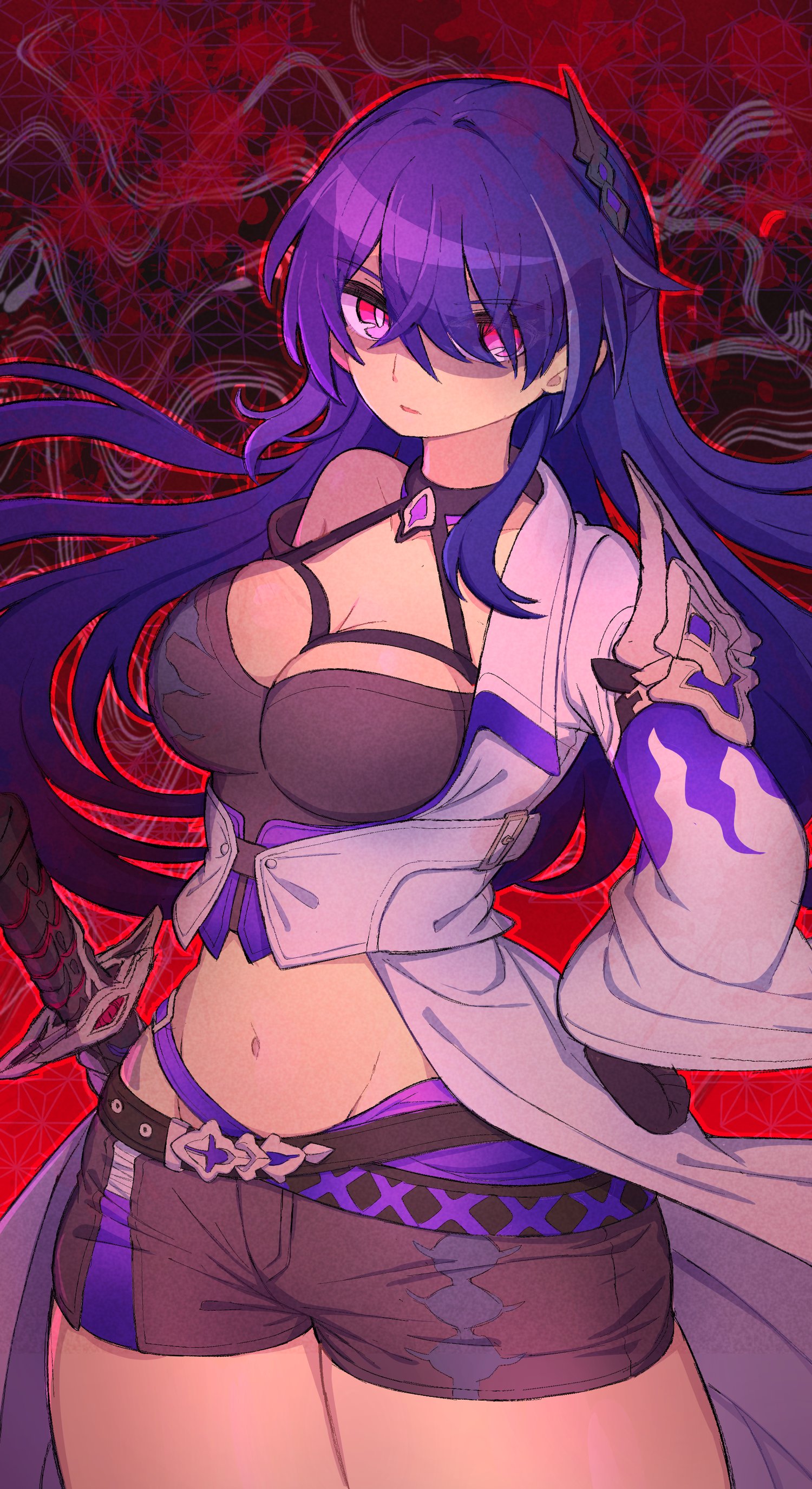 1girls, acheron (honkai: star rail), breasts, curvy figure, female, female only, honkai: star rail, nishitin, scary eyes, scary face