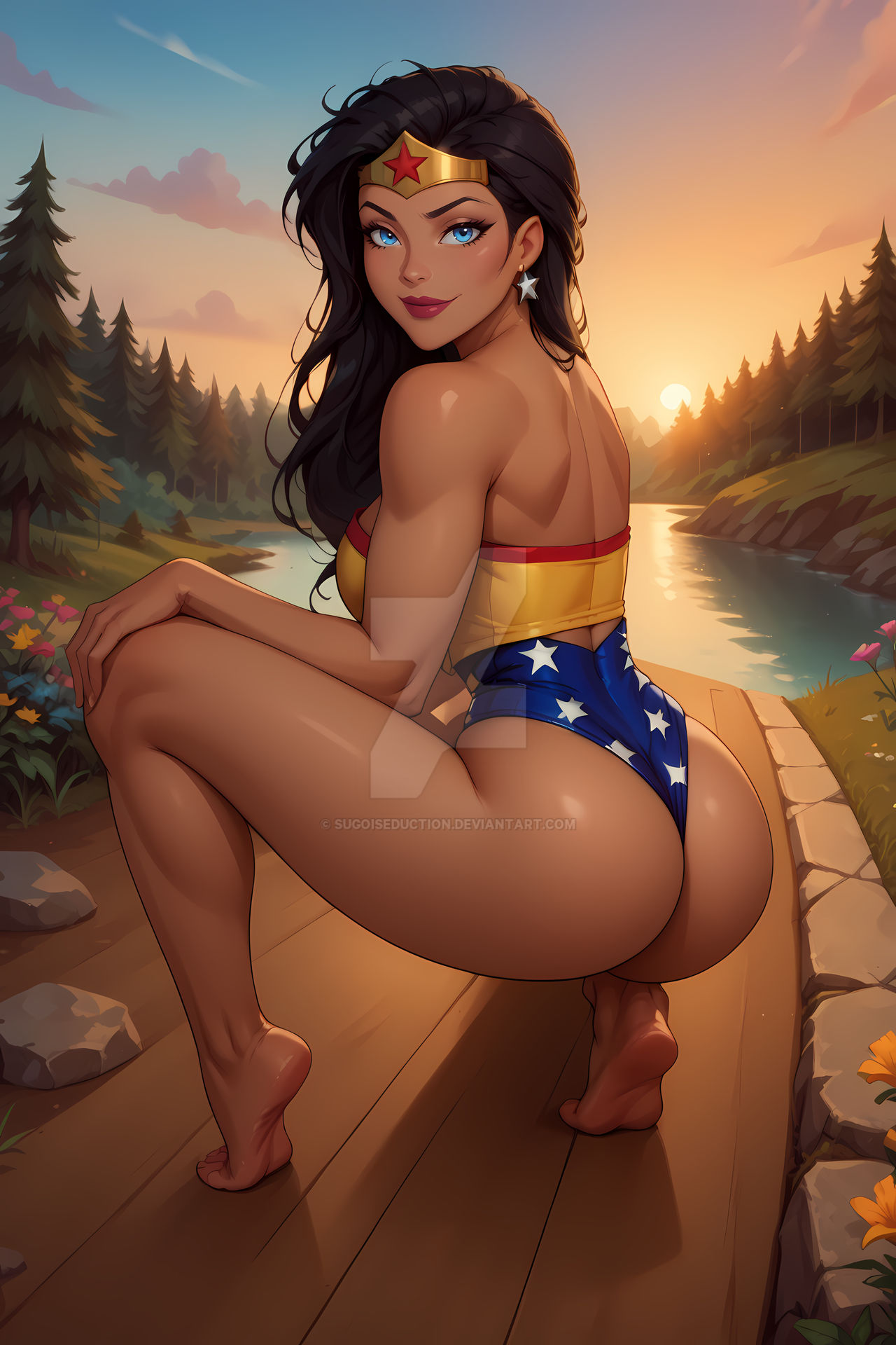 1girls, ai generated, ass, barefoot, big ass, big breasts, breasts, dc, dc comics, dcau, deviantart, diana prince, female, female only, huge breasts, justice league, justice league unlimited, large ass, large breasts, solo, solo female, sugoiseduction, thick thighs, watermark, wide hips, wonder woman, wonder woman (series)