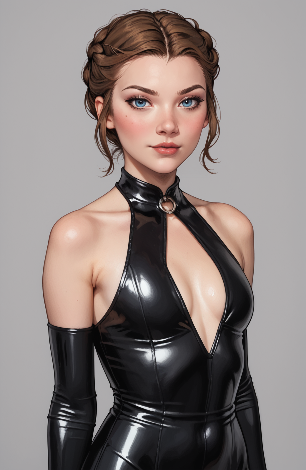 ai_generated black_latex black_latex_dress black_latex_elbow_gloves brown_hair celebrity game_of_thrones latex latex_clothing latex_dress latex_elbow_gloves margaery_tyrell natalie_dormer pdbai showcase tagme