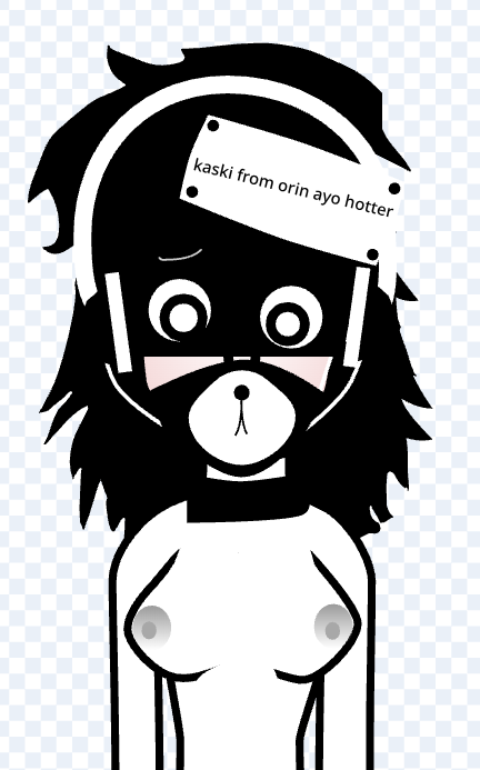 accurate_art_style black_hair blush checkered_background face_mask female headphones incredibox_mod kaski_(orin_ayo) looking_at_breasts looking_at_own_breasts orin_ayo polo_(incredibox) scratch tagme white_skin