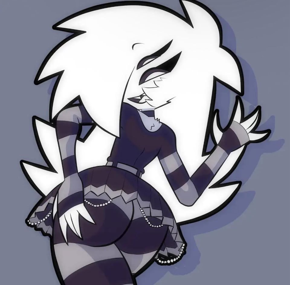 1boy, 5 fingers, ass, bedroom eyes, big ass, child bearing hips, clothed, darkseptor, dress, femboy, feminine male, fingerless gloves, furry, furry only, grabbing own ass, long hair, long sleeves, male, mari shadows, presenting, presenting ass, presenting hindquarters, seductive, seductive eyes, seductive look, seductive smile, showing off, spider, spider humanoid, spider mari, tagme, tight clothing, white hair, wide hips