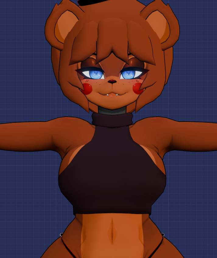 anthro bear big_breasts clothing fredina's_nightclub frenni_fazclaire looking_at_viewer reineblau_(artist) thick_thighs toy_freddy_(fnaf)