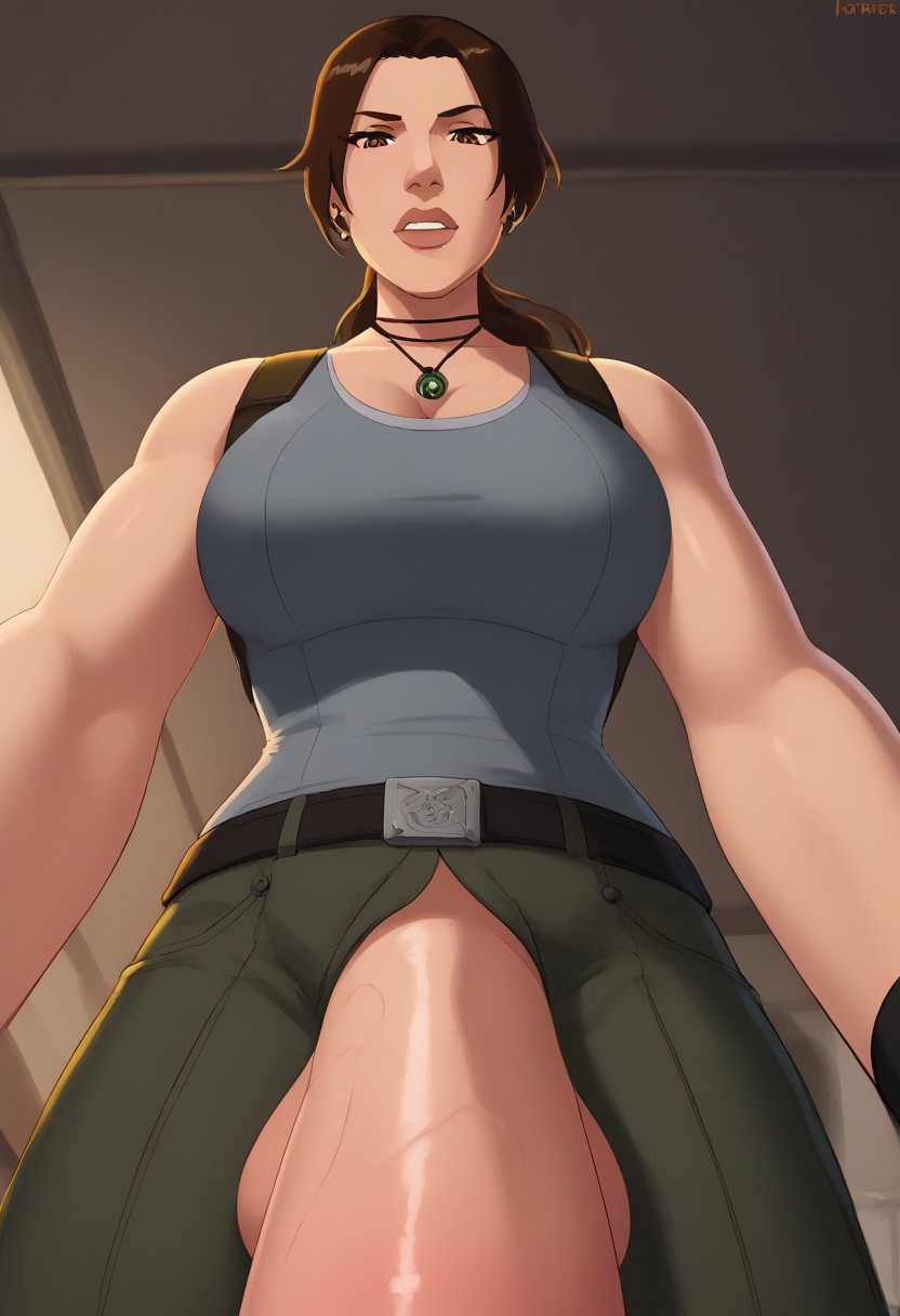 1futa 2d ai_generated blondshell brown_eyes brown_hair civitai fellatio_pov futanari grey_tank_top lara_croft light-skinned_futanari light_skin taker_pov tank_top tomb_raider video_game_character video_game_franchise