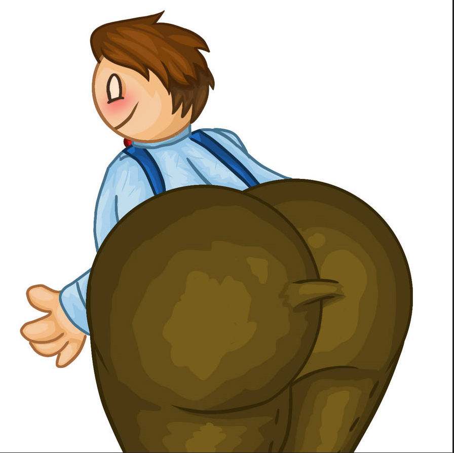 1boy ass ass_focus chubby chubby_male clothed clothing gay male sole_male toony