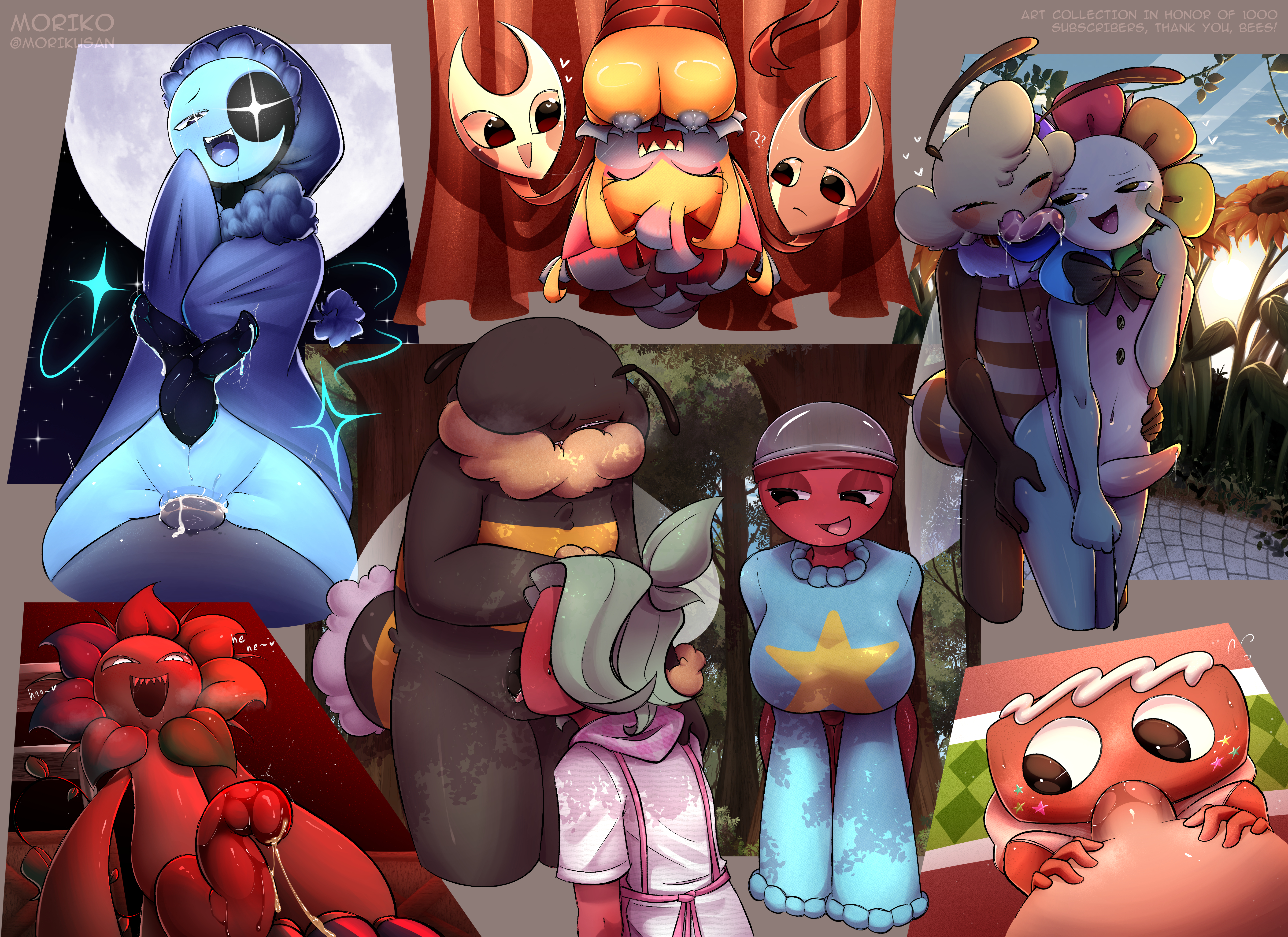 1boy, 1girl, 1girls, 2 penises, 2boys, anime style, astro (dandy's world), background, barbed penis, bee, beez, beez (hikorikimo), belly, big belly, big boobs, big breasts, big butt, big penis, big thighs, blowjob, blue skin, bumblebee, bumby (hikorikimo), cartoon, chubby, claws, collar, collection, cosmo (dandy's world), cum, cute, cute face, dandy (dandy's world), dandy's world, dandys world, dandys world oc, drooling, drooling tongue, femboy, flower, flowers, follower celebration, forest, gachapon, galaxy, garden, gay, gay blowjob, gay sex, gigi (dandy's world), girl, glowing, insect, insects, long tongue, male, male only, mask, moon, morikusan, nature, nectar, nipples, nipples outside, oc, original character, penis, penises, plant, pollination, razzle and dazzle (dandy's world), red body, roblox, roblox game, sharp teeth, shine, shiny, shy, sky, solo, space, spiked, spiked penis, sprout (dandy's world), star, steam, strawberry, sucking, sucking nipples, sucking penis, sweet, tentacle, toons (dandys world), twisted dandy (dandy's world), two penises, wet, wet nipples, wet penis, wings, yatta (dandy's world)