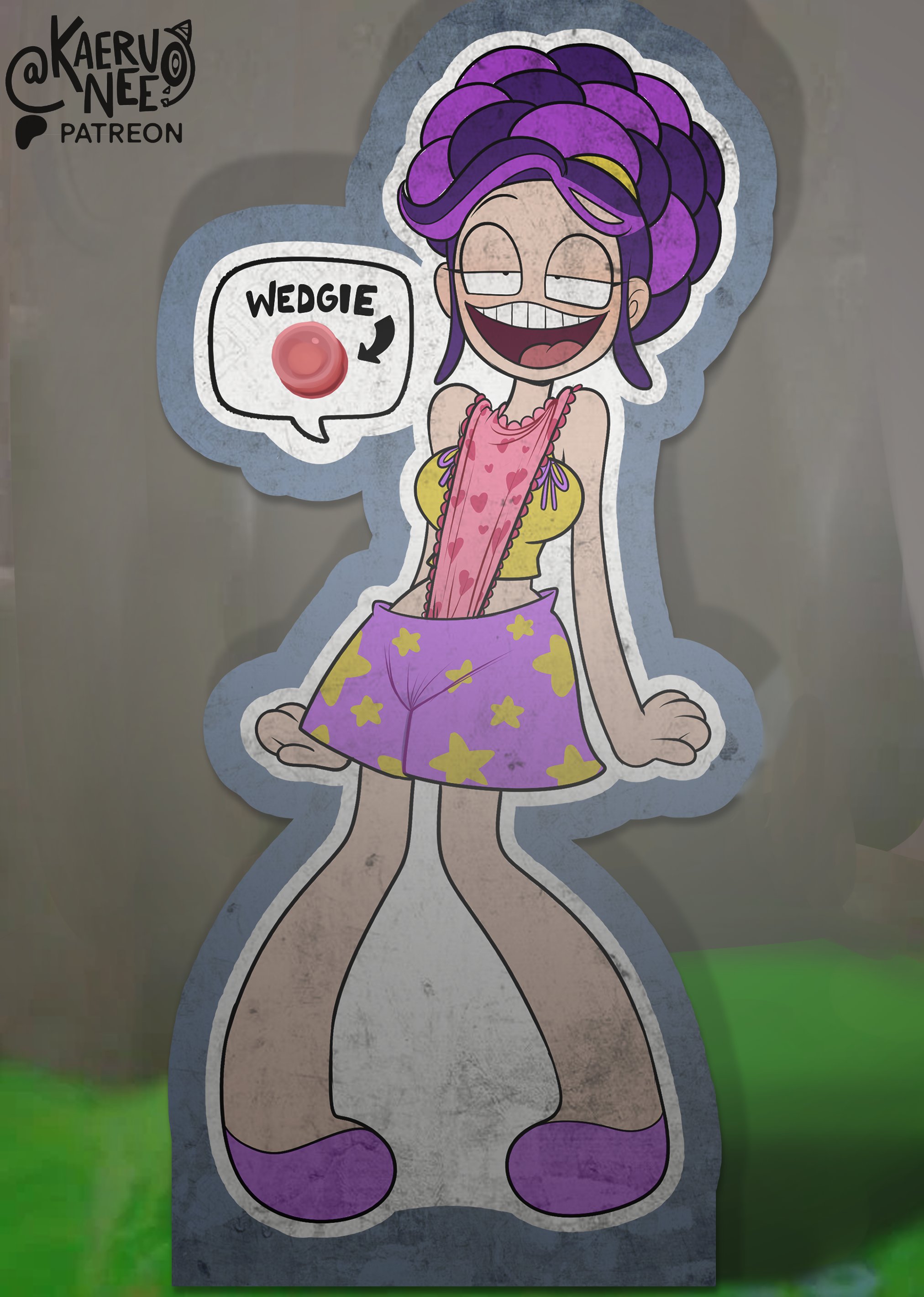 1female, 1girls, 2026, 2026s, 2d, 2d (artwork), 2d artwork, alternate ass size, alternate body type, alternate breast size, alternate costume, alternate hairstyle, animate inanimate, ass, atomic wedgie, bare shoulders, beach clothes, big ass, big breasts, big butt, black eyes, braid, braided hair, braided ponytail, braids, breasts, bun hair, butt, curvy, curvy female, curvy figure, digital art, digital drawing, digital drawing (artwork), digital media, digital media (artwork), digital painting, digital painting (artwork), doll, doll girl, english, english dialogue, english text, eyebrows, eyelashes, female, female focus, female only, full body, hair, hair bun, half-closed eyes, hourglass figure, hourglass figured female, humanoid, humanoid female, inanimate animate, kaerunee, lily lovebraids, living toy, long hair, long purple hair, mascot horror, mob entertainment, mob games, noseless, not furry, panties, panty pull, ponytail, poppy playtime, poppy playtime (chapter 5), purple hair, smile, smiling, solo, solo female, solo focus, standing, swimming trunks, swimsuit, swimwear, video games, wardrobe malfunction, wedgie, wide hips