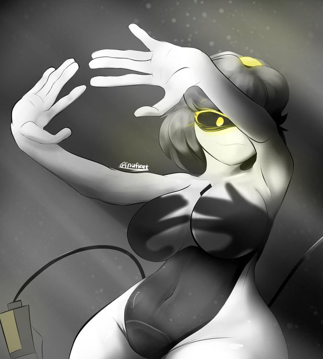 artist request, breasts, female, female only, hands casting shadow, murder drones, naked female, nude female, trend, v (murder drones)