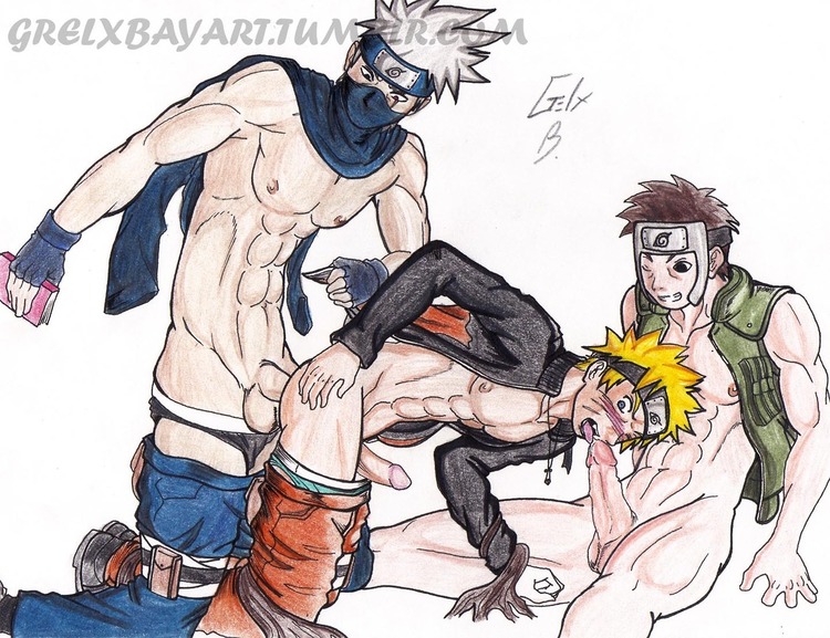 abs balls grelx hatake_kakashi male_only naruto uncensored underwear uzumaki_naruto yamato_(naruto) yaoi