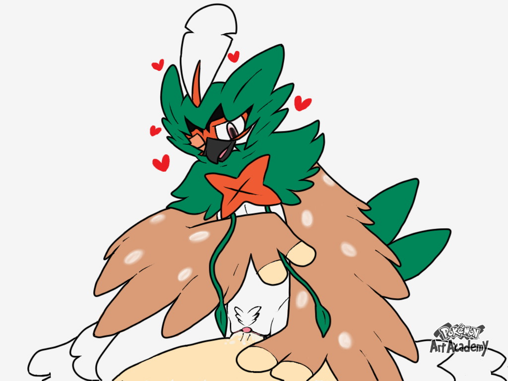 1boy 1girls anthro avian beak bird brown_eyes brown_feathers clitoris decidueye feathers female female_decidueye flat_chested flora_fauna heart hood interspecies looking_at_viewer male markings nintendo one_eye_closed open_mouth orange_markings owl penis plant pokemon pokemon_sm pussy sex silvera smile text thekatdragon49 video_games vines white_background wings