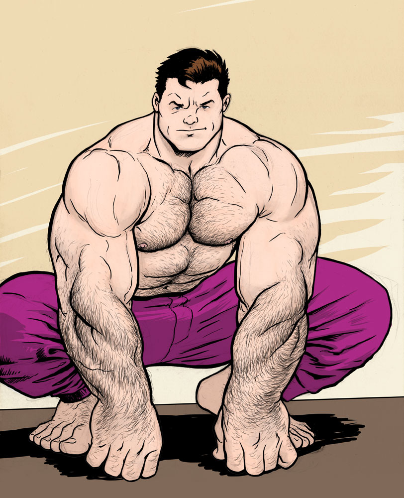 1boy barefoot beast_(x-men) bulge crouching flaccid hairy hank_mccoy male male_only marvel marvel_comics muscular nmrosario no_visible_genitalia pajamas pajamas_only shirtless solo solo_male x-factor x-men