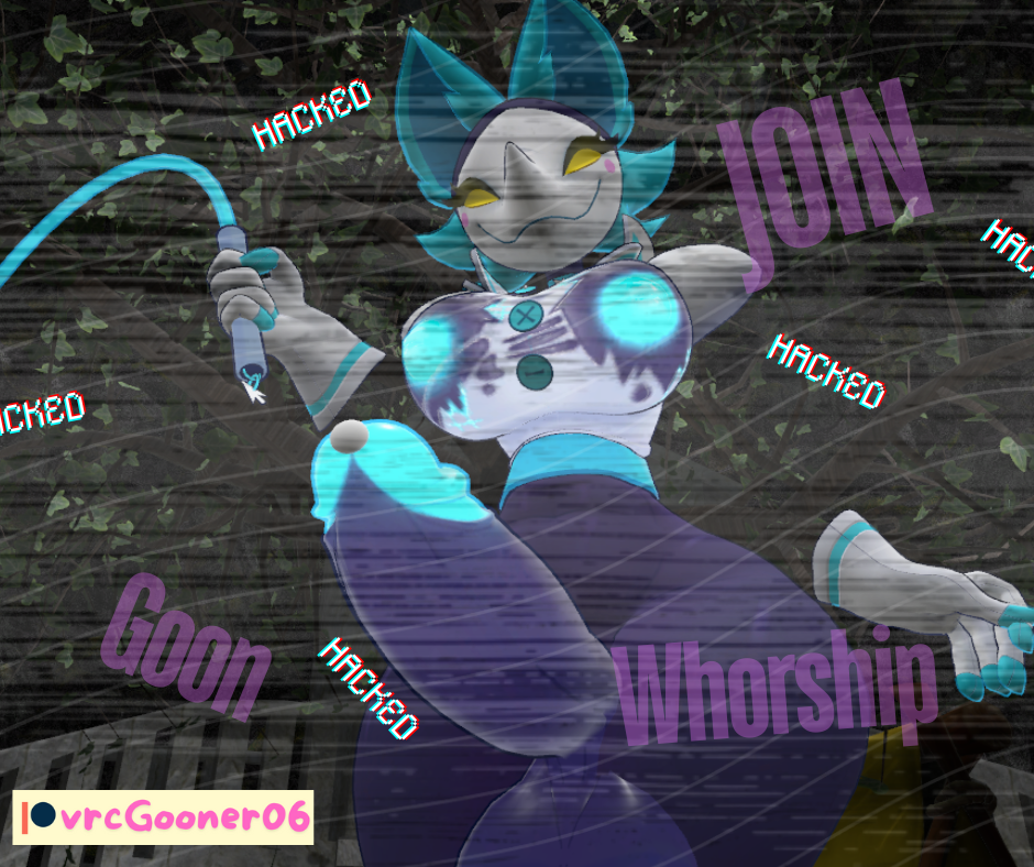 3d big_breasts deltarune futanari hacked huge_cock hypnosis hypnotizing_viewer large_penis looking_down_at_viewer low-angle_view solo_futa tasque_manager_(deltarune) vrcgooner06 vrchat whip