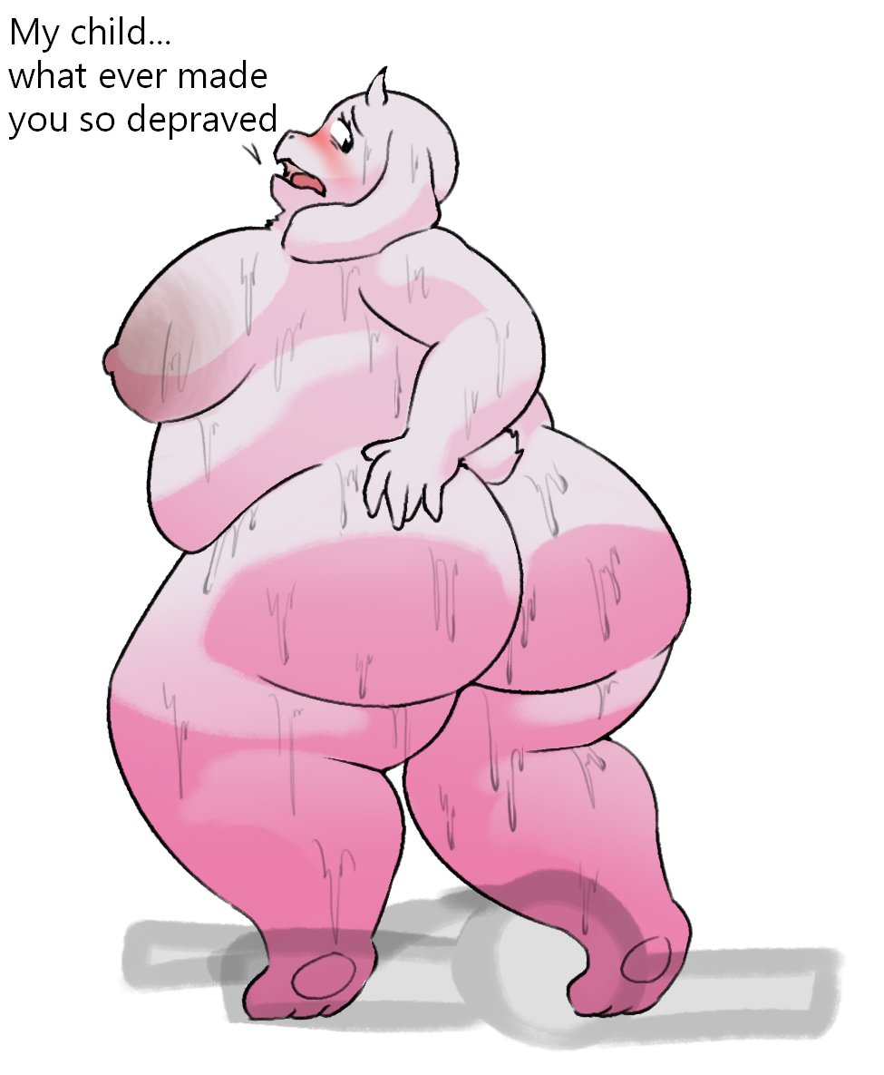 1boy 1girls anthro anthro_female anthro_only ass big_ass blush blush chubby chubby_female ckrummpy faceless_character faceless_male fat furry furry_female furry_only goat goat_horns horns oxkingky pawpads sweat sweatdrop sweating sweaty sweaty_body sweaty_butt tail text toriel undertale_(series)