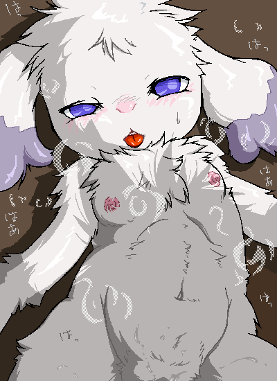 blue_eyes blush color female female_only fur furry looking_at_viewer lying mei nipples nude on_back open_eyes open_mouth pink_nipples pink_nose rule_63 ryouta_sumeragi solo stormy_night tagme uncensored white_fur