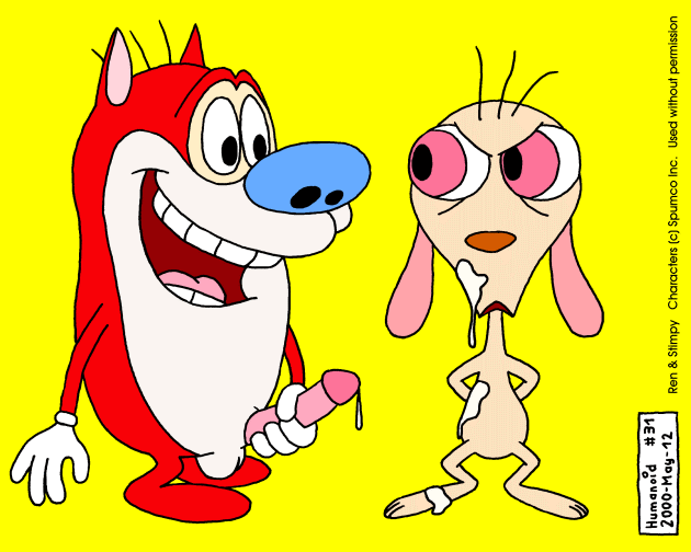 anthro canine cat chihuahua cum dog domestic_cat domestic_dog feline furry furry_only humanoid humanoid_(artist) male_only nickelodeon ren_and_stimpy ren_hoek stimpy