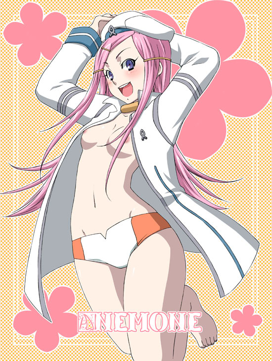 1girls anemone_(eureka_seven) breasts eureka_seven kuroo_(project_apricot) nipples panties pink_hair small_breasts tagme topless