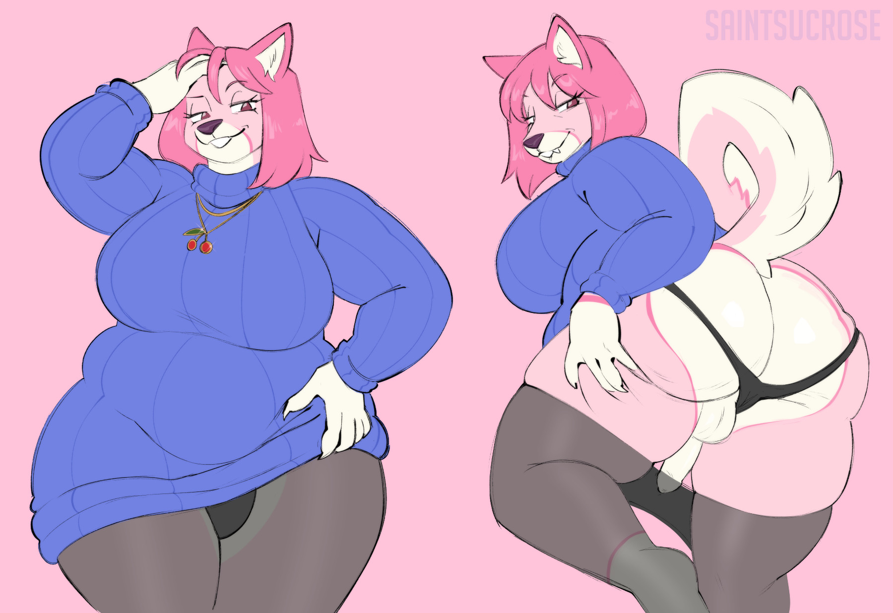 anthro, balls, big ass, big breasts, breasts, bubble butt, canid, canine, canis, domestic dog, female, furry, furry only, futanari, huge ass, huge breasts, intersex, milf, penis, saintsucrose, tagme, thick thighs, wide hips
