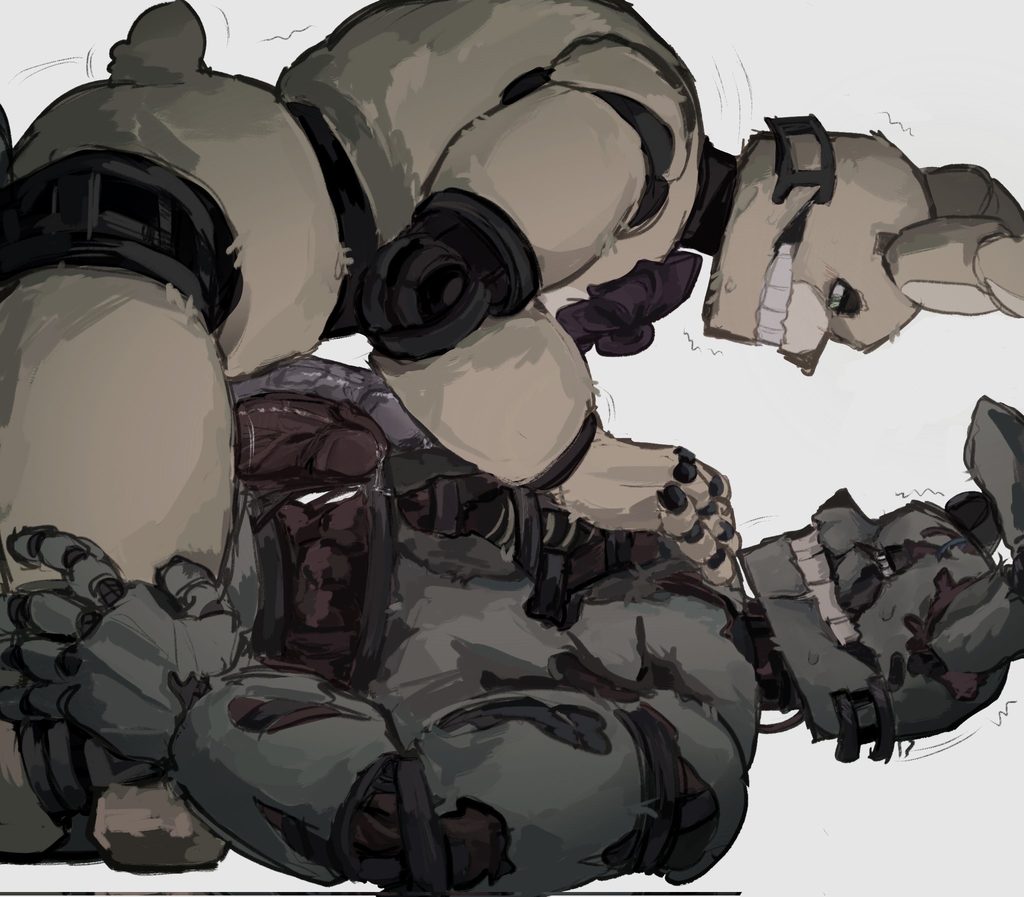 2boys, animatronic, anthro, box608234569896, erection, five nights at freddy's, five nights at freddy's 3, fnaf, gay, green body, imminent sex, looking at partner, male, male only, male/male, penis, rabbit, robot, scottgames, spring bonnie (fnaf), springtrap, springtrap (fnaf), yellow body