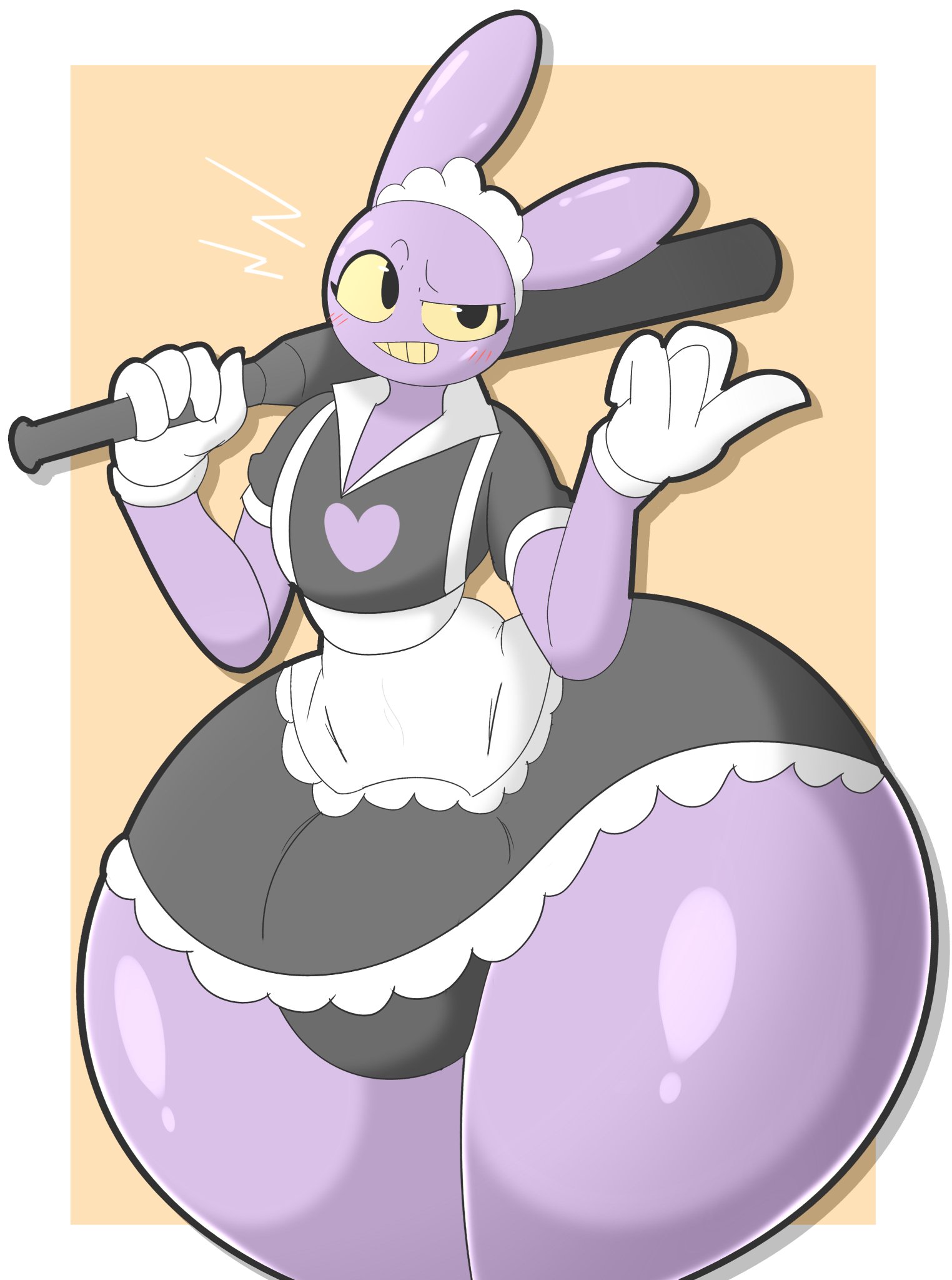 1boy, bunny boy, femboy, glitch productions, gloves, hips, hyper hips, hyper thighs, jax (the amazing digital circus), maid, maid jax (the amazing digital circus), maid outfit, maid uniform, male, male only, purple body, the amazing digital circus, thick boy, thick thighs, wide hips, zaclyn, zagyul