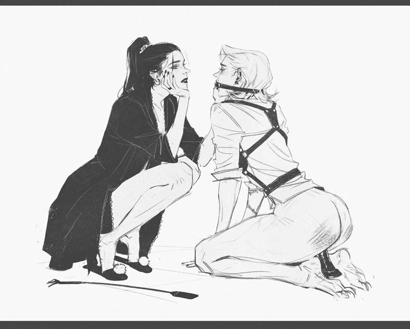 ashe (overwatch), black and white, efferwescent, female, femdom, femsub, overwatch, widowmaker, yuri