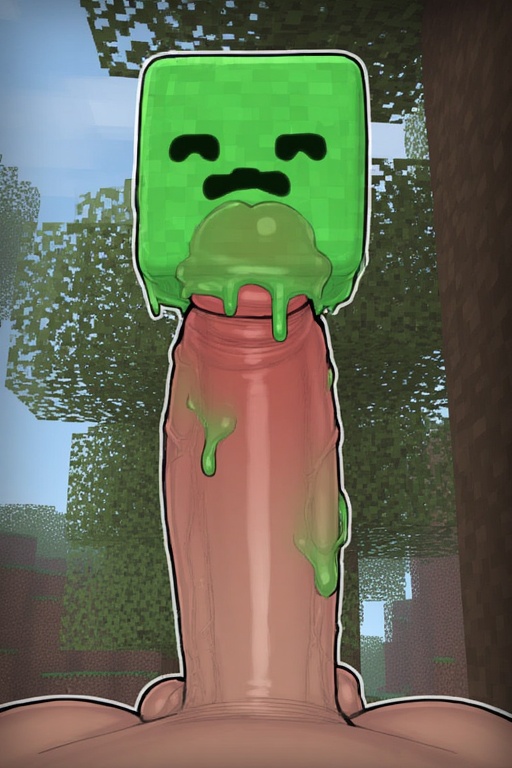giant penis, male, minecraft, minercraft, penis, pov, sex toy, slime (minecraft), tiny body