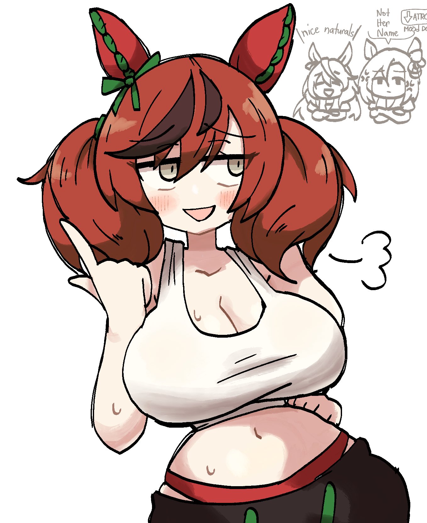 air groove (umamusume), big breasts, blush, cygames, nice ass, nice nature (umamusume), notnoe (dxcl), sweaty, symboli rudolf (umamusume), tank top, twintails, umamusume