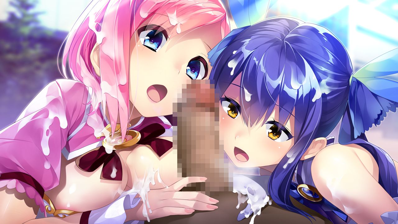 1boy 2girls after_sex blue_eyes blue_hair blush breast_press breasts censored cum cum_in_mouth cum_on_breasts cum_on_hair cum_on_upper_body erectlip game_cg gaou large_breasts mahou_kishi_arika_&_rin_shoujo_ni_muragaru_otoko-tachi_no_ma_no_te_-soredemo_watashi-tachi_wa_makenai- manase_arika matsui_hiroaki mosaic_censoring multiple_girls open_clothes open_mouth outdoors penis pink_hair short_hair straight suzukura_rin tied_hair twintails wide-eyed yellow_eyes