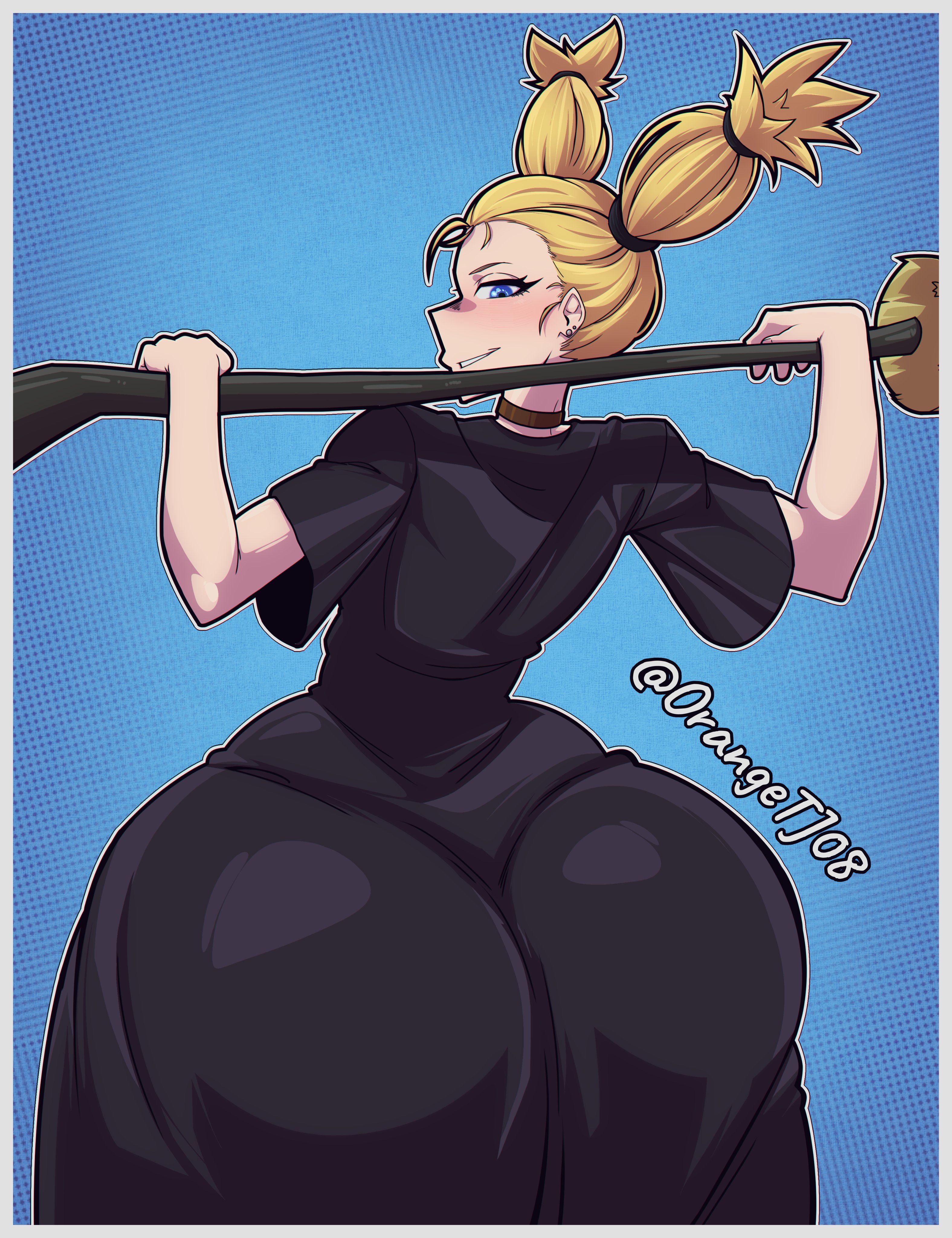 1girls, ass, big ass, blonde hair, female, huge ass, jujutsu kaisen, nishimiya momo, orange thejuice, shorts, solo