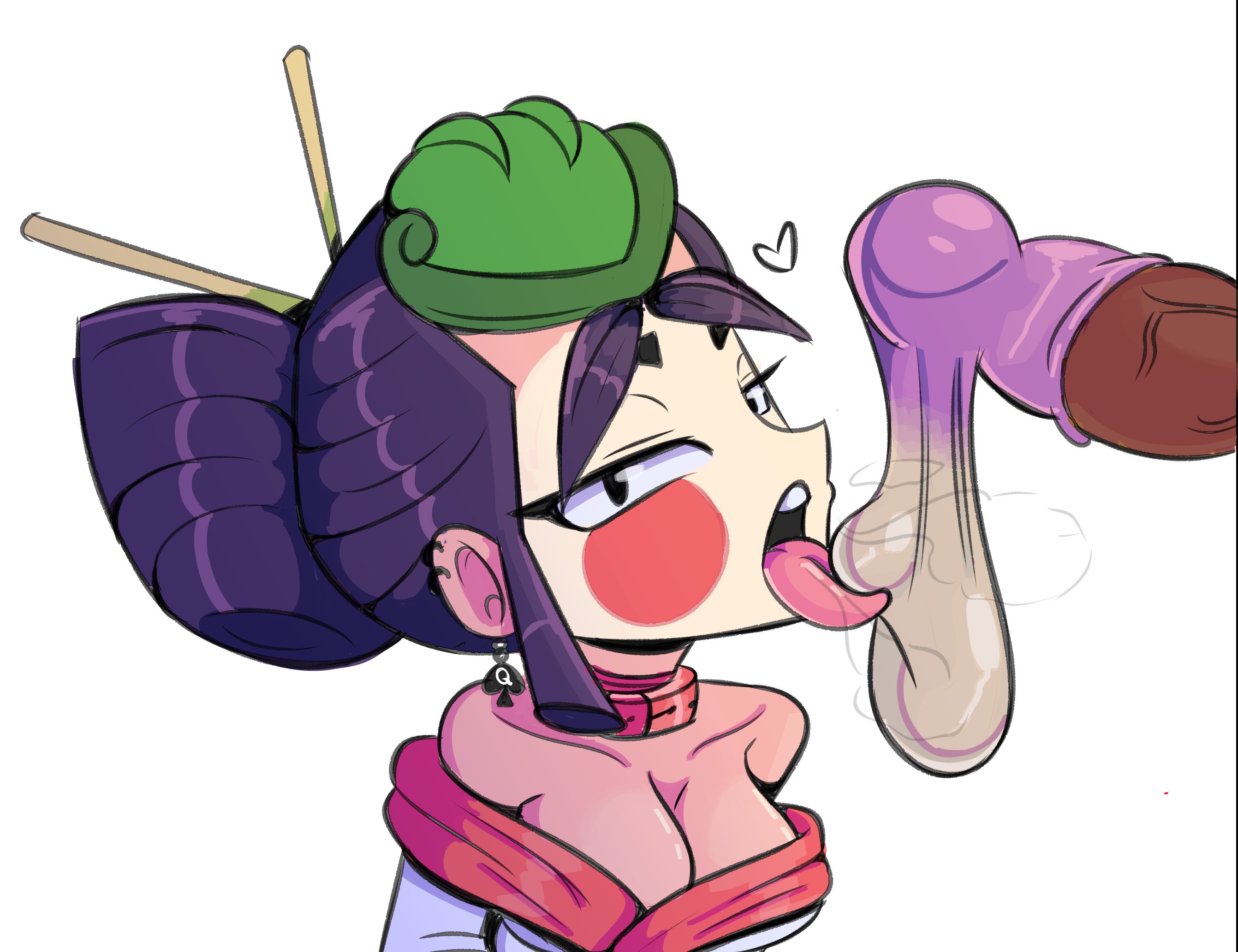 brawl stars, condom, cum in condom, female, female focus, kaze (brawl stars), licking, licking condom, male, male/female, oral, papersketch, tagme