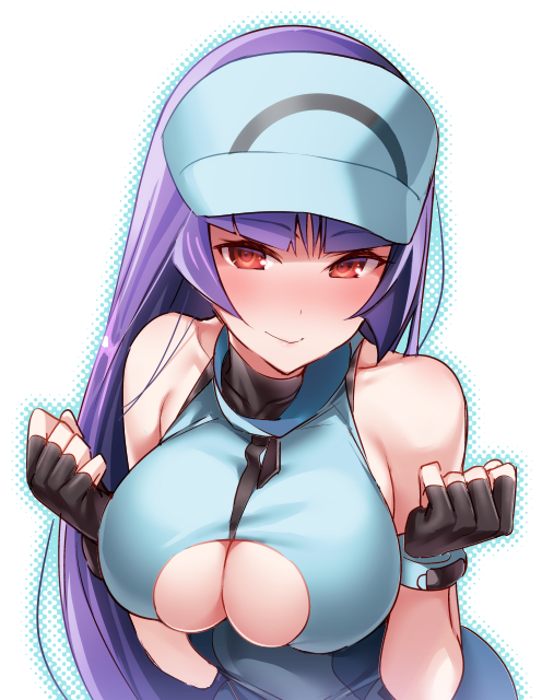 1girls ace_trainer_(pokemon) ace_trainer_(pokemon)_(cosplay) ace_trainer_(pokemon_sm) ace_trainer_(pokemon_sm)_(cosplay) akira_(natsumemo) alternate_breast_size alternate_costume bare_shoulders big_breasts blush bracelet breasts cleavage cleavage_cutout clenched_hands clothed cosplay cute eyelashes female female_only fingerless_gloves fully_clothed gloves gym_leader hat human large_breasts long_hair looking_at_viewer nintendo npc_trainer_(cosplay) pokemon pokemon_sm purple_hair red_eyes sabrina_(pokemon) sideboob simple_background smile solo underboob underboob_cutout visor_cap