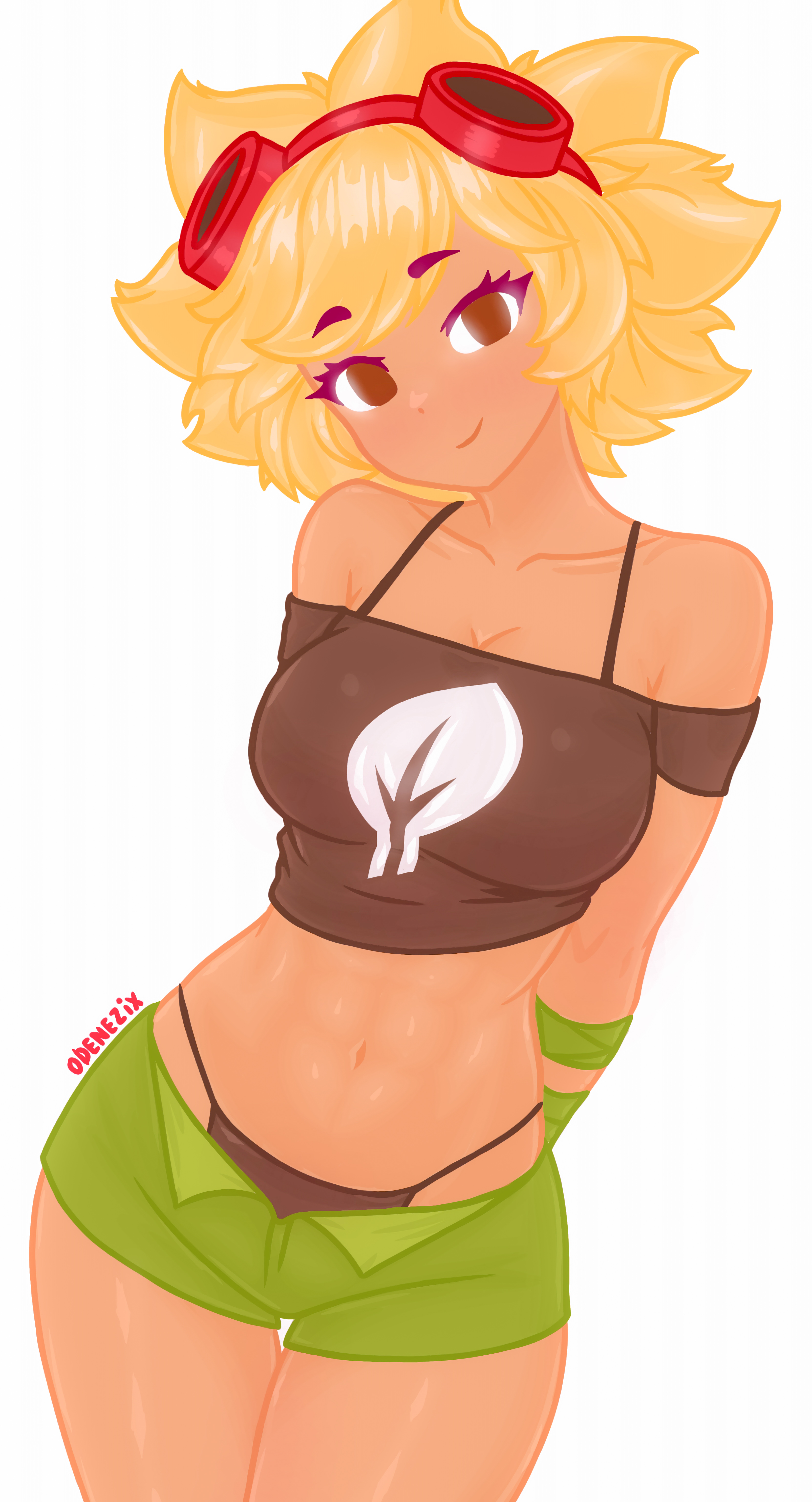 blonde, blonde hair, breasts, clothing, crop top, female, female only, high quality, odenezix, plants vs zombies, pvz, simple background, solar flare (peargor), solar flare (pvz), tagme, white background
