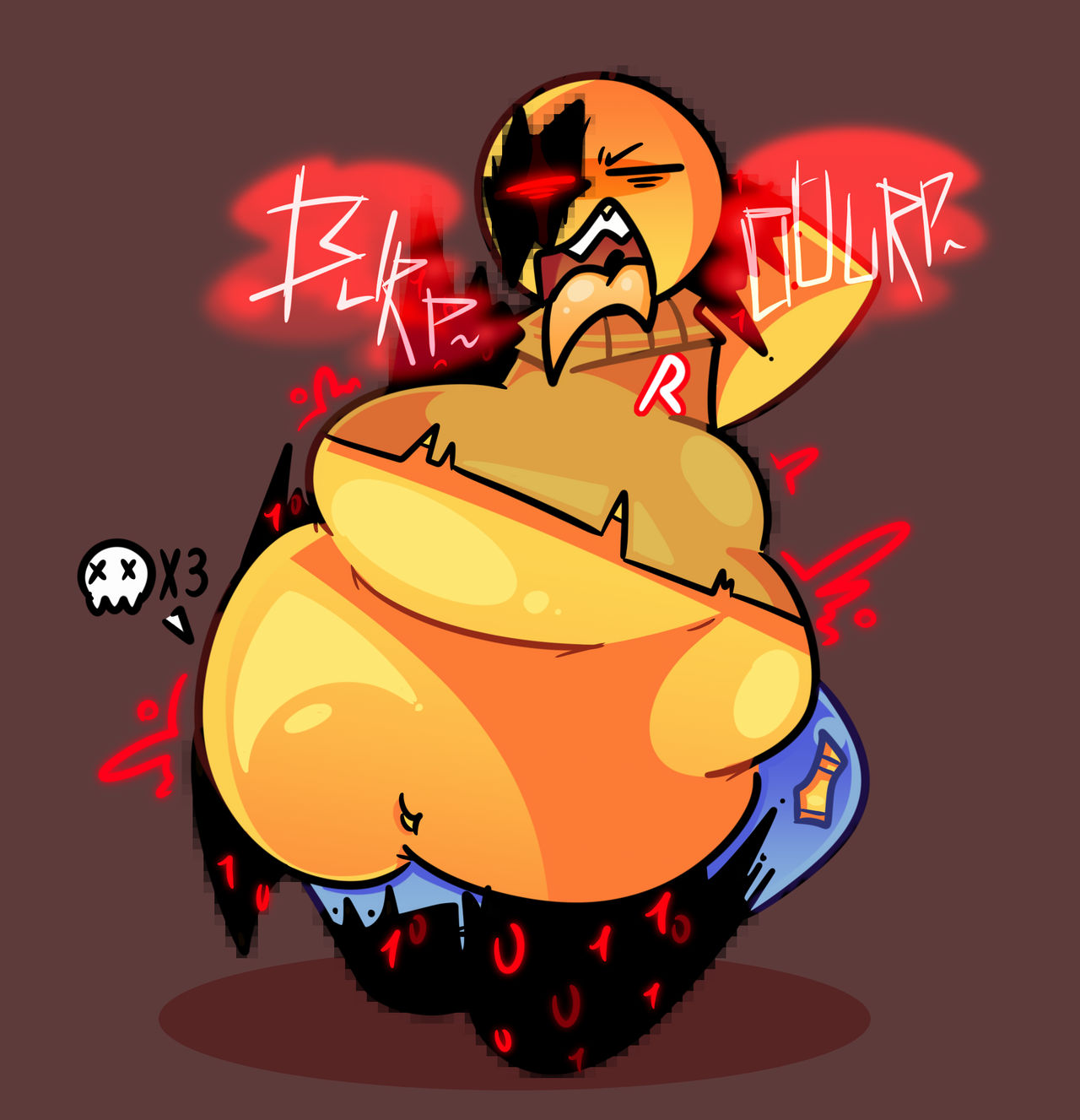 1boy, after vore, ambiguous prey, ass, bald, big ass, big butt, burp, burping, butt, digest, digestion, eyes closed, fat ass, fat butt, forsaken (roblox), huge ass, huge butt, john doe (forsaken), john doe (roblox), male, male only, male pred, mrshira1, post-vore, ripped clothing, ripped pants, roblox, robloxian, solo, text, thick ass, thick butt, tongue, tongue out, vore, yellow skin