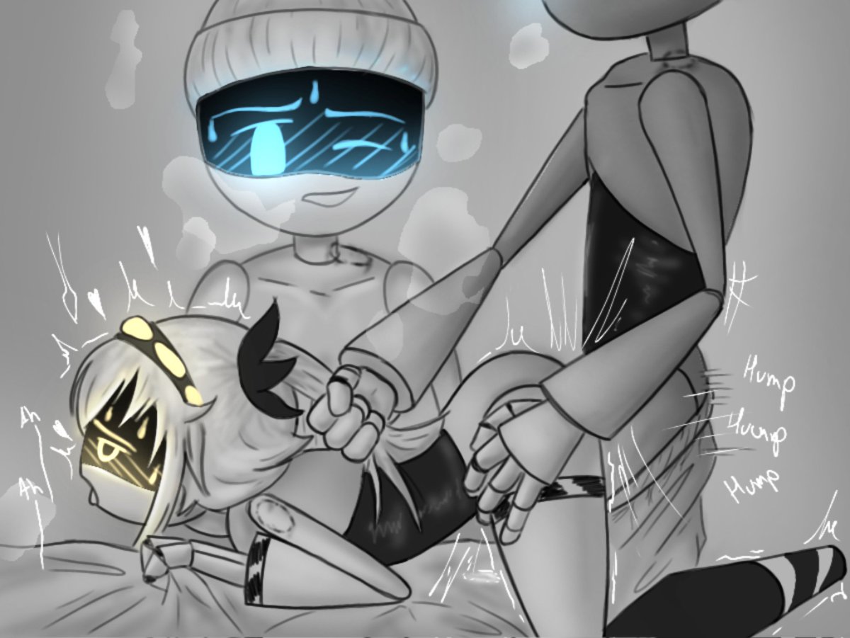 1girls, 2boy, bed, blue eyes, blushing, glitch productions, grabbing from behind, grabbing hair, intercourse, j (murder drones), male/female, mouth open, murder drones, on bed, pachinsfw, penetration, pressed against, robot sex, rough sex, sex, straight, straight sex, tounge out, worker drone, yellow eyes