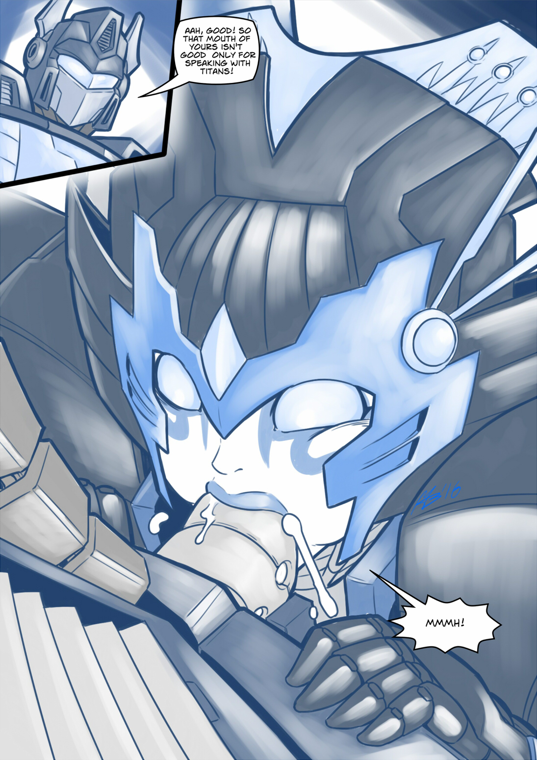 1boy, 1girls, autobot, cum, fellatio, female, lipstick, mad-project, male, male pov, oral, penis, pov, robot, robot boy, straight, transformers, windblade