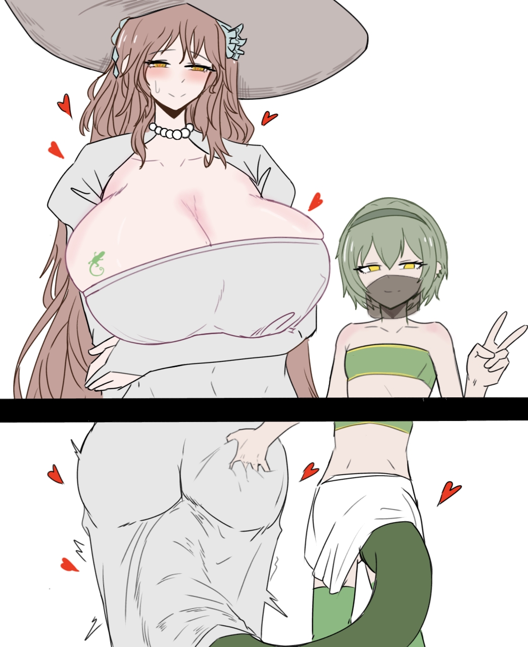 1boy, 1boy1girl, 1girls, ass, ass focus, ass grab, bill (black souls), black souls, black souls 2, brown hair, evita36431196, femboy, femboy on female, green hair, large breasts, small breasts, snake, snake tail
