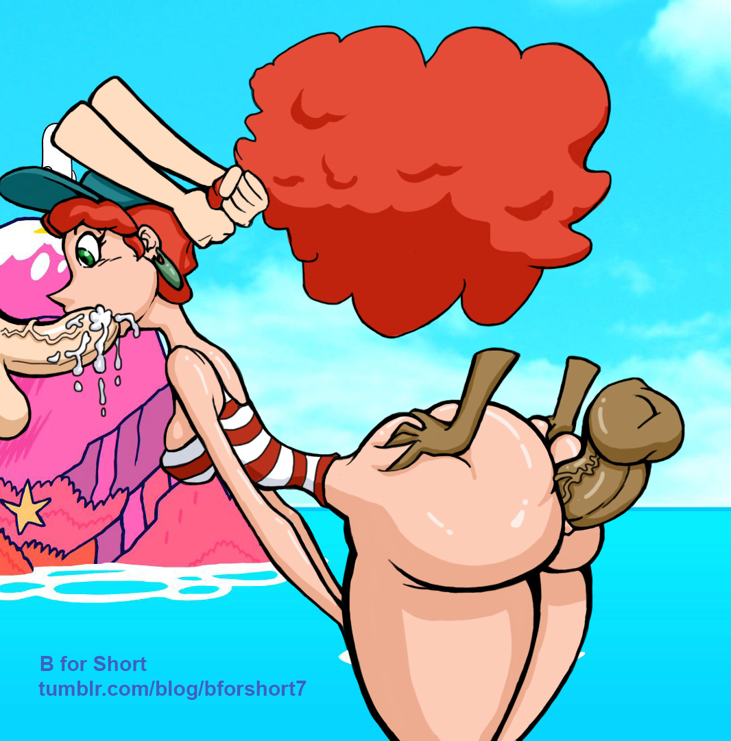 anal, ass, b for short, balls, beach, big ass, bottom heavy, breasts, cum in mouth, curly hair, dark skin, dark-skinned male, disembodied penis, disney, fellatio, female, inner workings, interracial, kate (inner workings), male, partial male, penis, red hair, redhead, small breasts, testicles