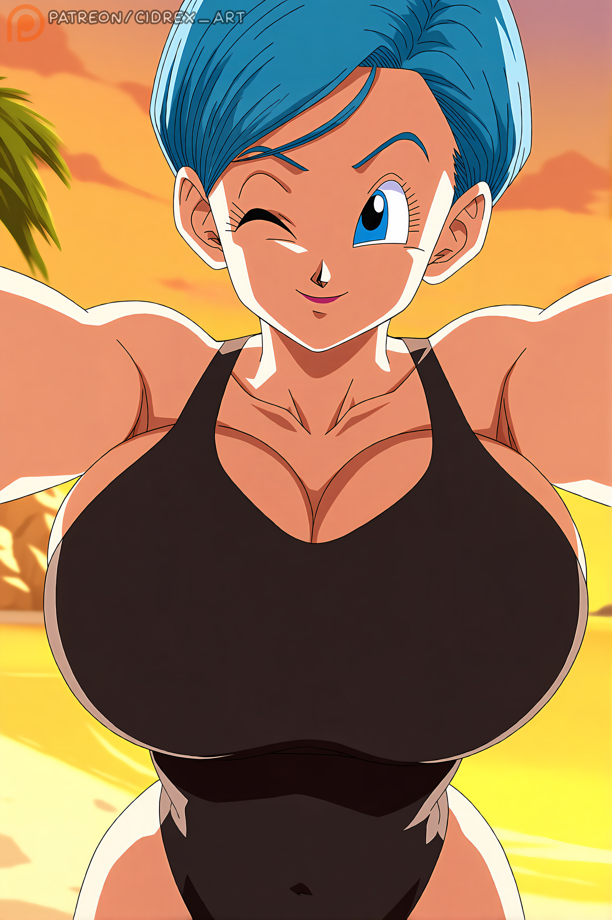 ai generated, blue hair, bulma, bulma (dragon ball), bulma briefs, cidrex, dragon ball, dragon ball z, female, female only, milf