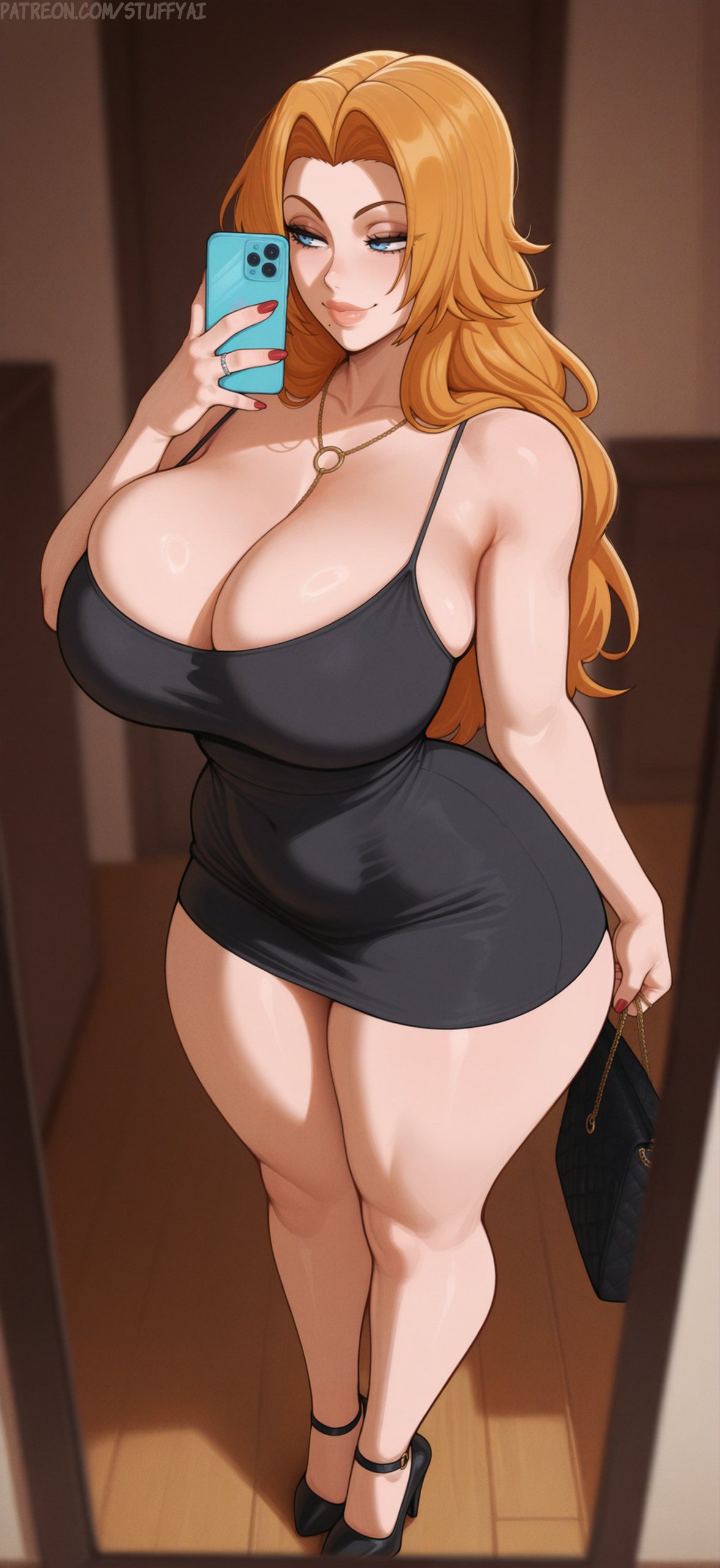 1girls ai_generated bleach bleach:_the_thousand-year_blood_war blonde_female blonde_hair blue_eyes breasts cleavage date female female_focus female_only huge_breasts indoors large_breasts light-skinned_female light_skin long_hair looking_at_viewer matsumoto_rangiku orange_hair seductive seductive_eyes seductive_look seductive_smile solo stuffyai thick_thighs thighs wide_hips