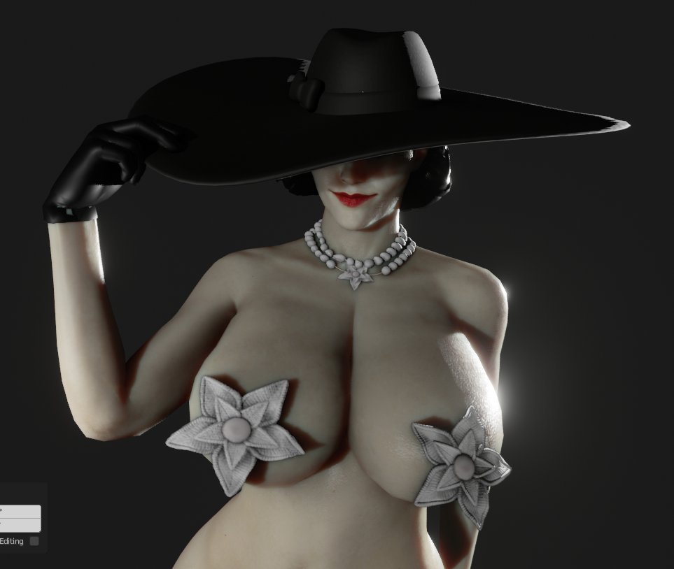 1girls, 3d, 3d (artwork), alcina dimitrescu, areola, areolae, black hair, breasts, breasts bigger than head, busty, capcom, cleavage, covered nipples, crisisbeat, female, female only, giantess, hat, hips, hourglass figure, huge breasts, large breasts, light skin, light-skinned female, lips, lipstick, looking at viewer, mutant, nipples, pale skin, pale-skinned female, resident evil, resident evil 8: village, solo, voluptuous, white body