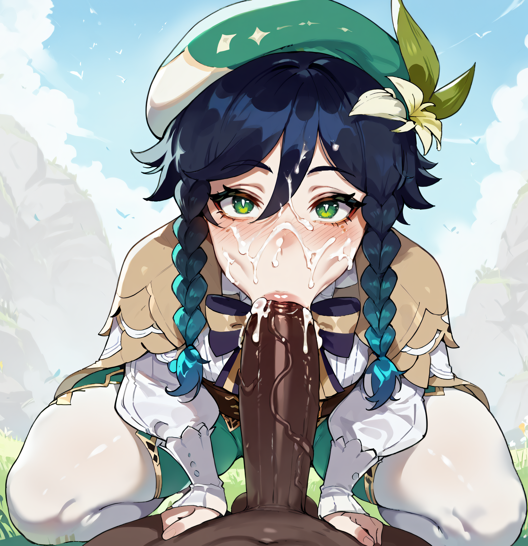 1femboy, 2boys, ai generated, big penis, big thighs, blowjob, blush, cum, cum in mouth, cum inside, cum on face, cum on hair, dark skin, dark-skinned male, fat cock, femboy, gay, gay sex, genshin impact, gigantic penis, girly, hoyoverse, huge cock, huge thighs, large penis, large thighs, long penis, male, male only, massive penis, mihoyo, penis, smogai, thick penis, thick thighs, thighs, trap, venti (genshin impact), voluptuous
