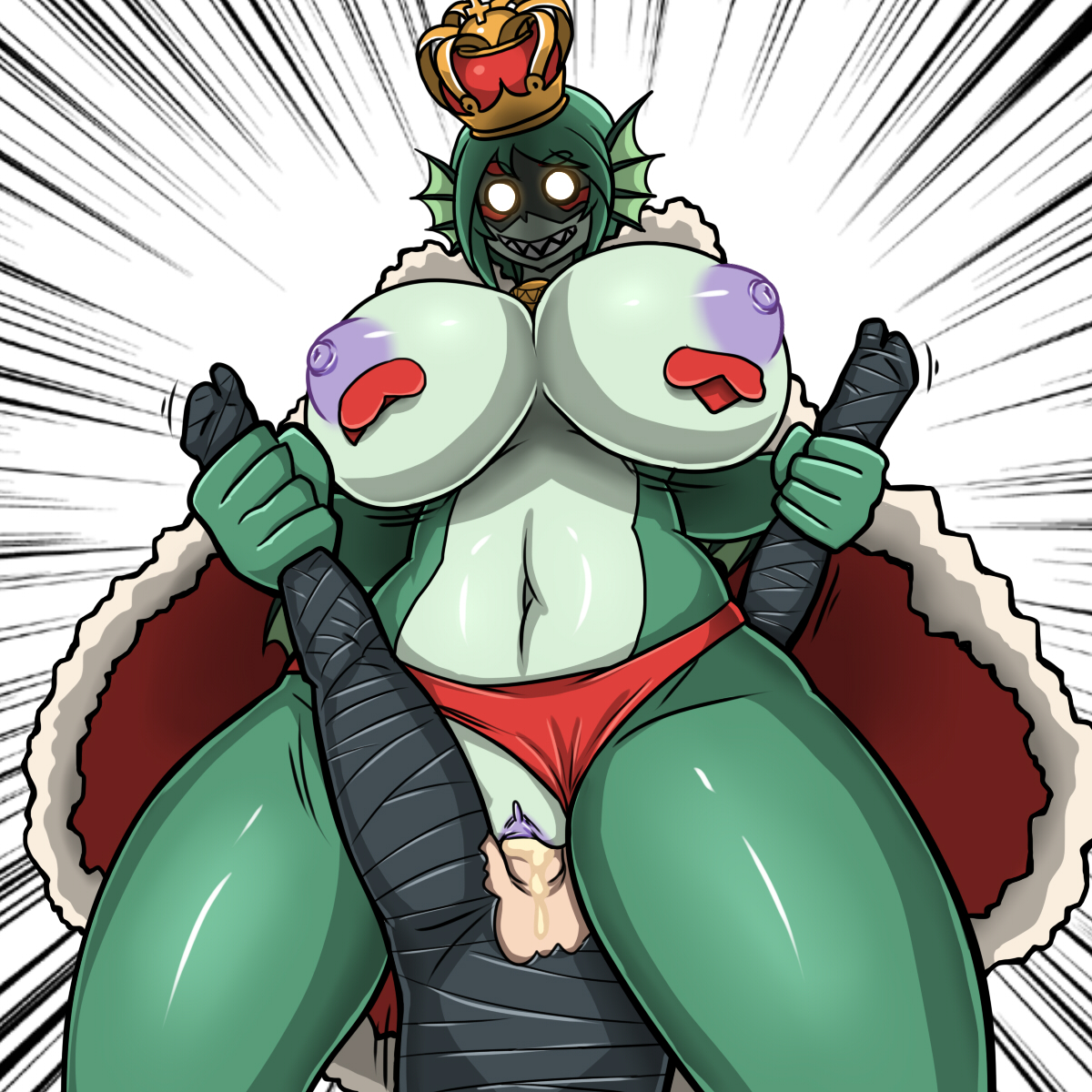 1girls, amazon position, areola, breasts, busty, cleavage, deep sea king, dr.bug, female, femdom, green hair, green skin, human, humanoid, interspecies, large breasts, male, male human/female humanoid, male human/female monster, malesub, monster girl, nipples, one-punch man, panties aside, pasties, penetration, puffy nipples, pussy, rape, rule 63, sex, stinger (one-punch man), straight, vaginal penetration, voluptuous