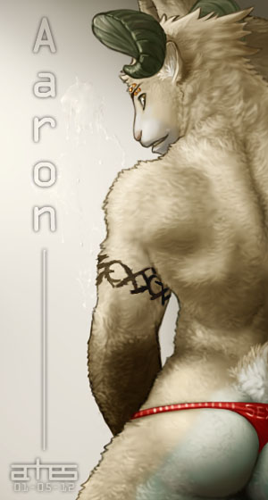 aaron anhes ass bighorn booty butt furry furry_only ram rammy_aaron rear_view red_thong sheep tease thicc_ass thicc_butt thicc_thighs thong thong_over_anus undies